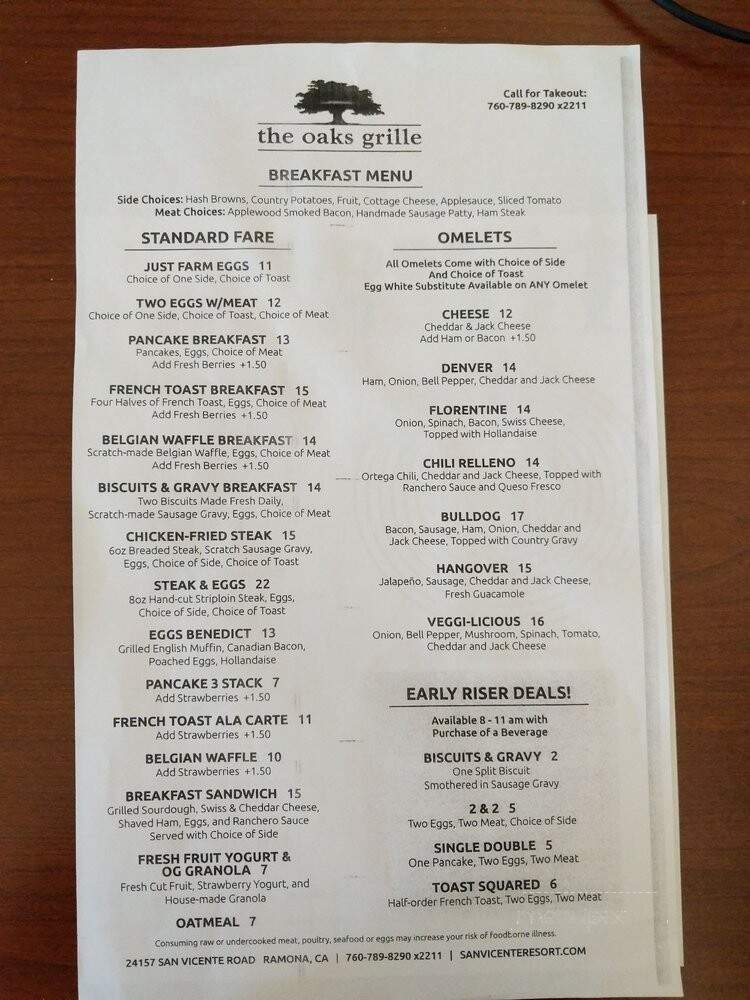 Oaks Grille - Ramona, CA menu_pic