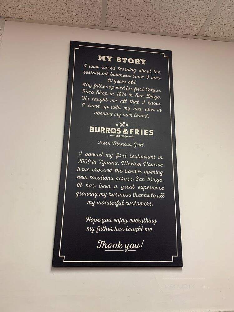 Burros & Fries - Lemon Grove, CA menu_pic