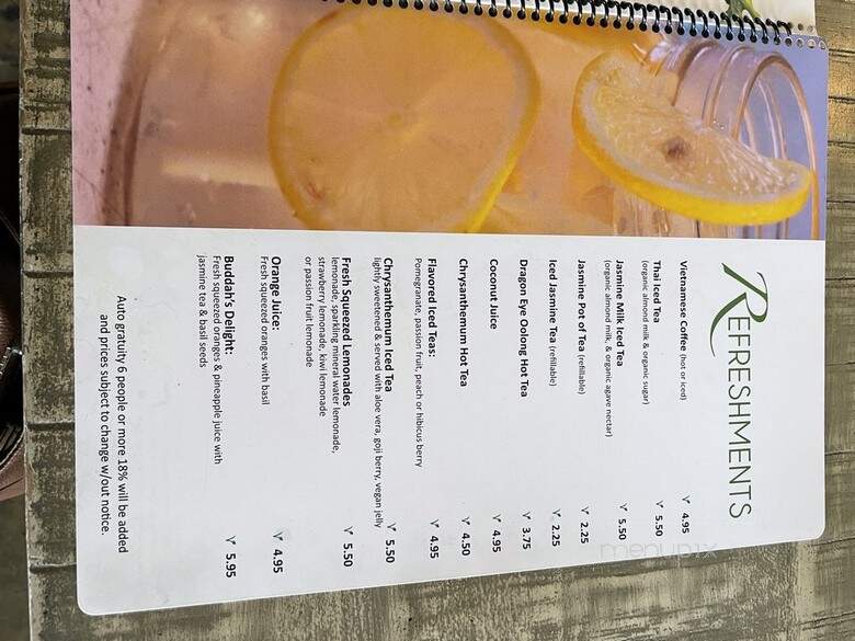 The PurpleMint Vegetarian Bistro - San Diego, CA menu_pic