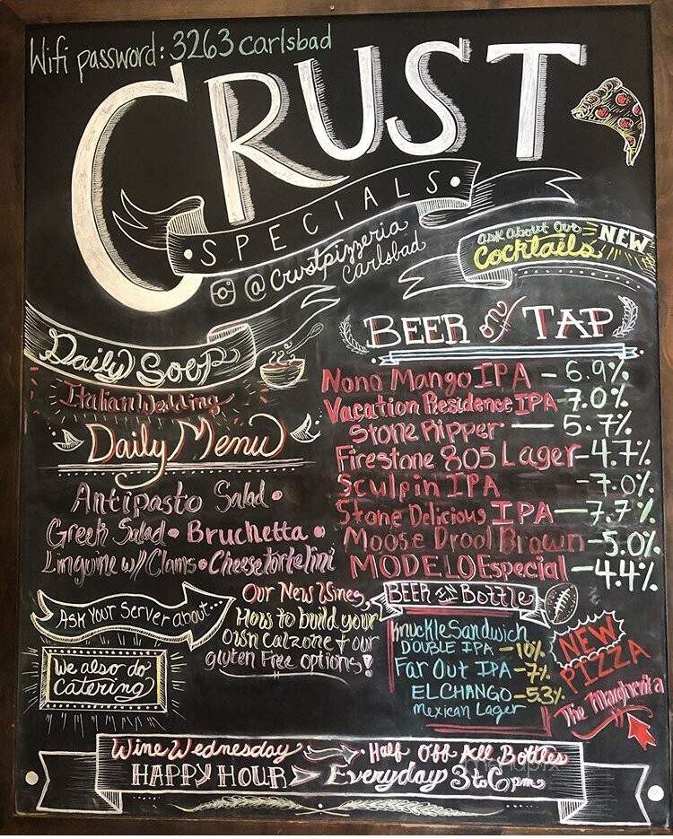 Crust Pizzeria - Carlsbad, CA menu_pic