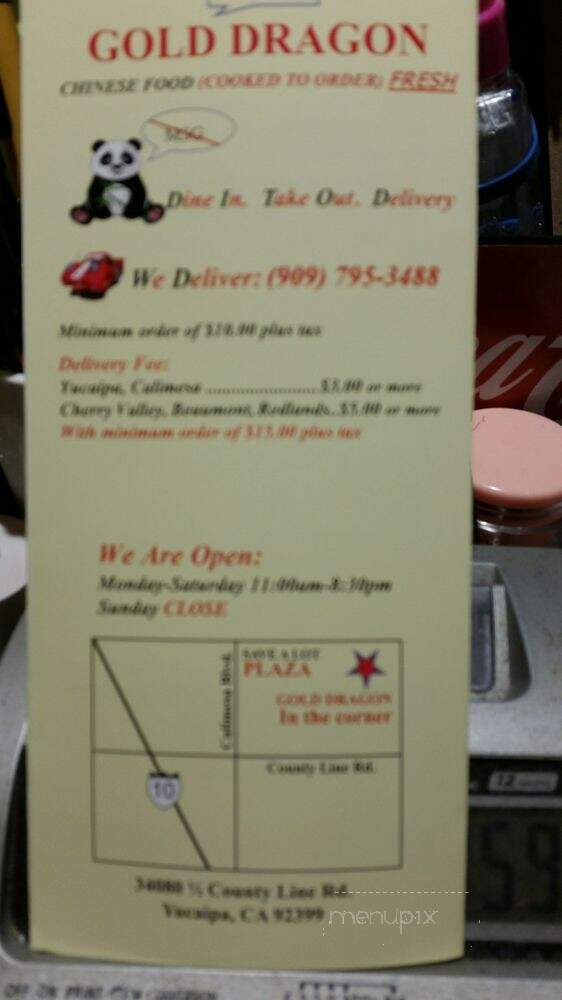 Gold Dragon Express - Yucaipa, CA menu_pic