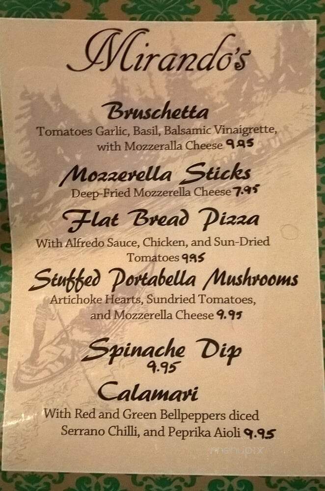 Mirando's Lakeside - Big Bear Lake, CA menu_pic