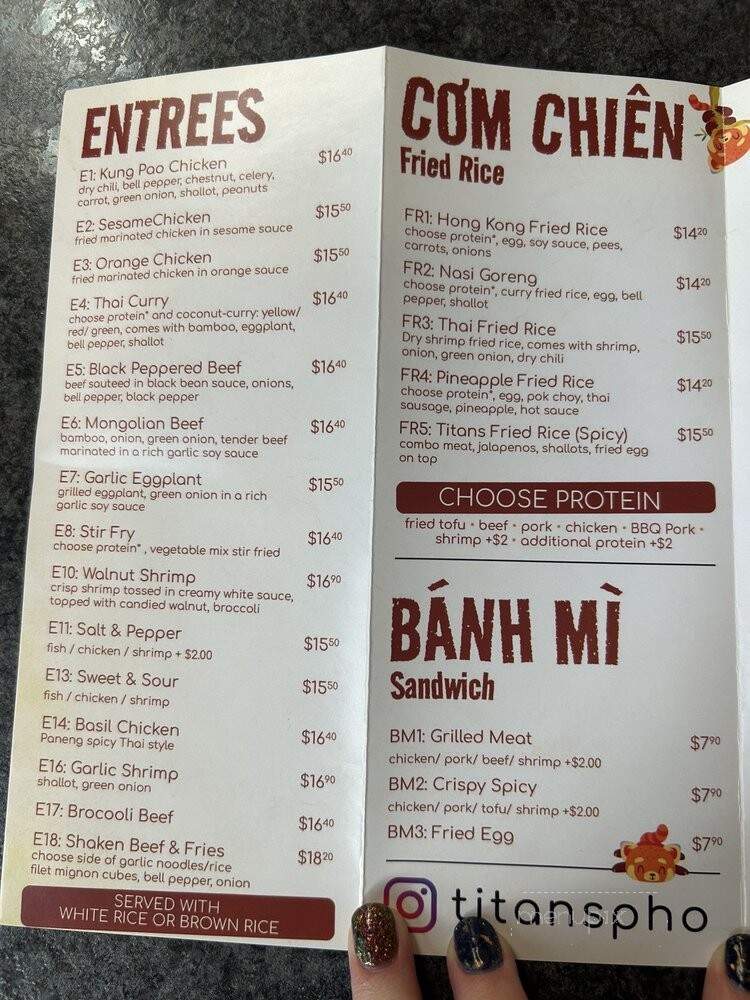 Titan's Pho Asian Bistro - San Juan Capistrano, CA menu_pic