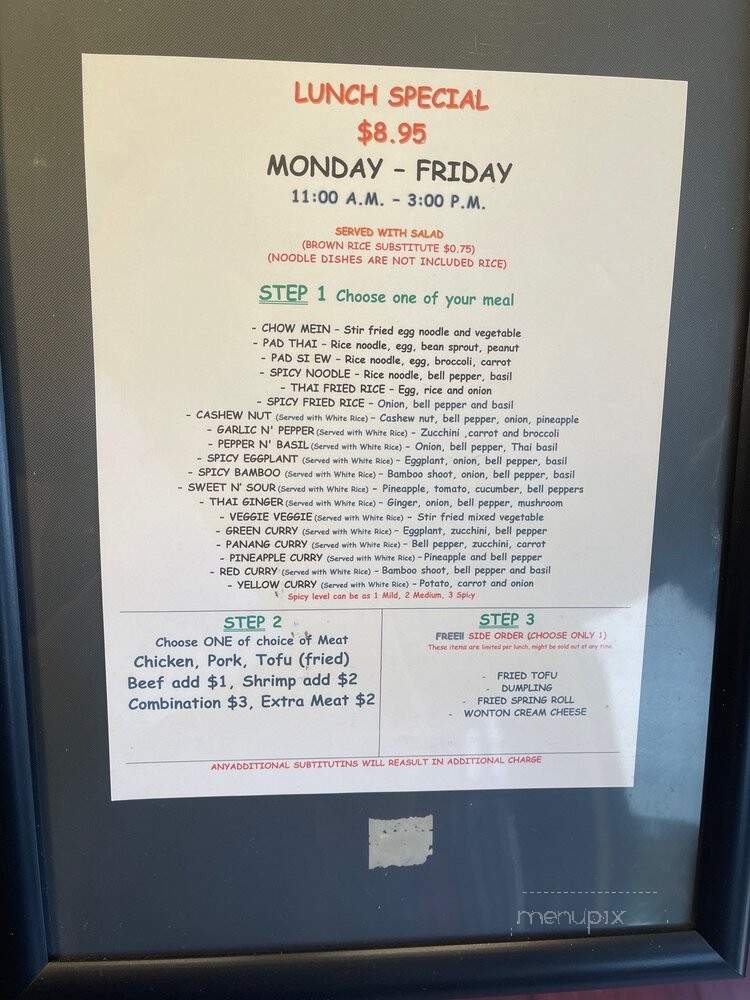 Thai 1 Kitchen - Costa Mesa, CA menu_pic