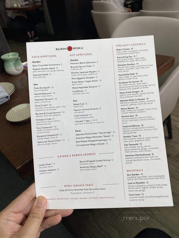 Sushi Roku - Newport Beach, CA menu_pic