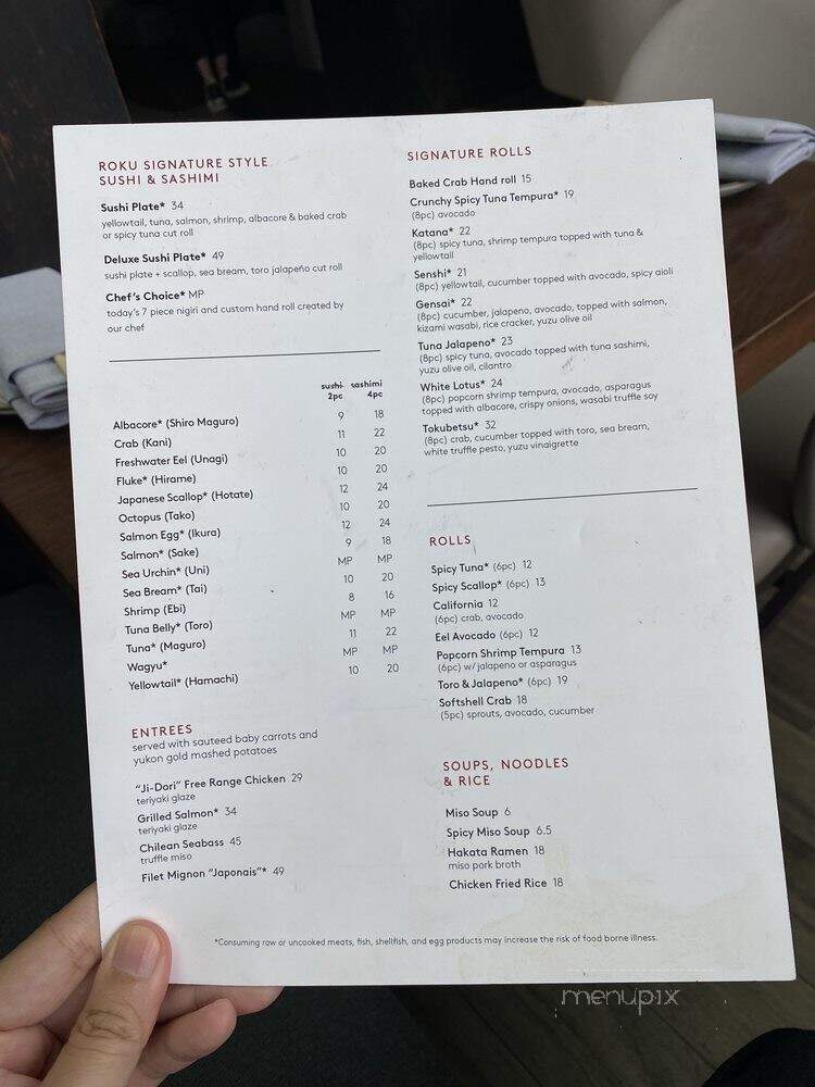 Sushi Roku - Newport Beach, CA menu_pic