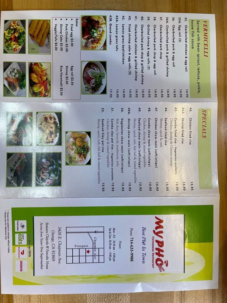 My Pho - Orange, CA menu_pic
