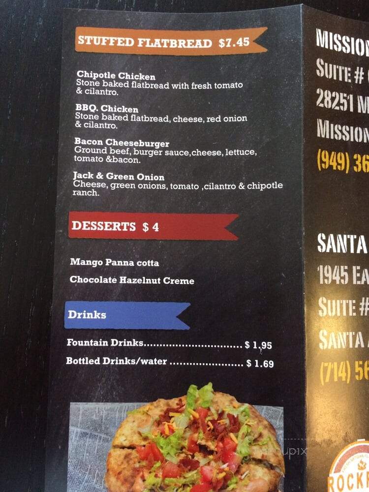 Rockfire Grill - Santa Ana, CA menu_pic