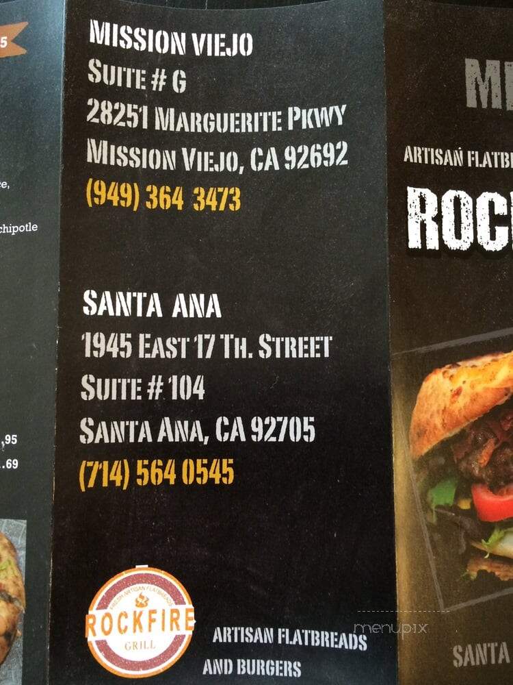 Rockfire Grill - Santa Ana, CA menu_pic