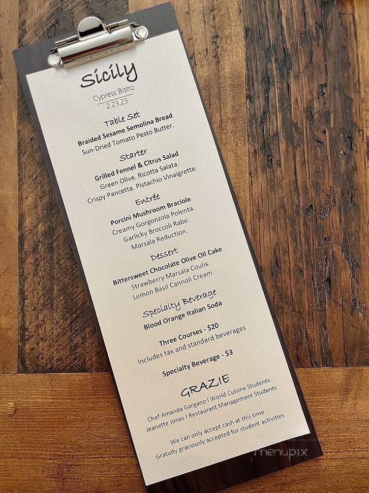 Cafe Cypress & Bistro - Anaheim, CA menu_pic