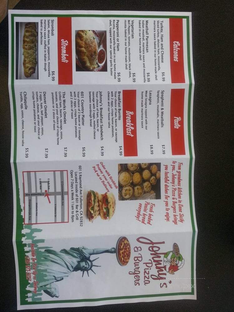 Johnny's Pizza & Burgers - Fullerton, CA menu_pic