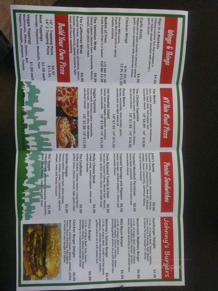 Johnny's Pizza & Burgers - Fullerton, CA menu_pic
