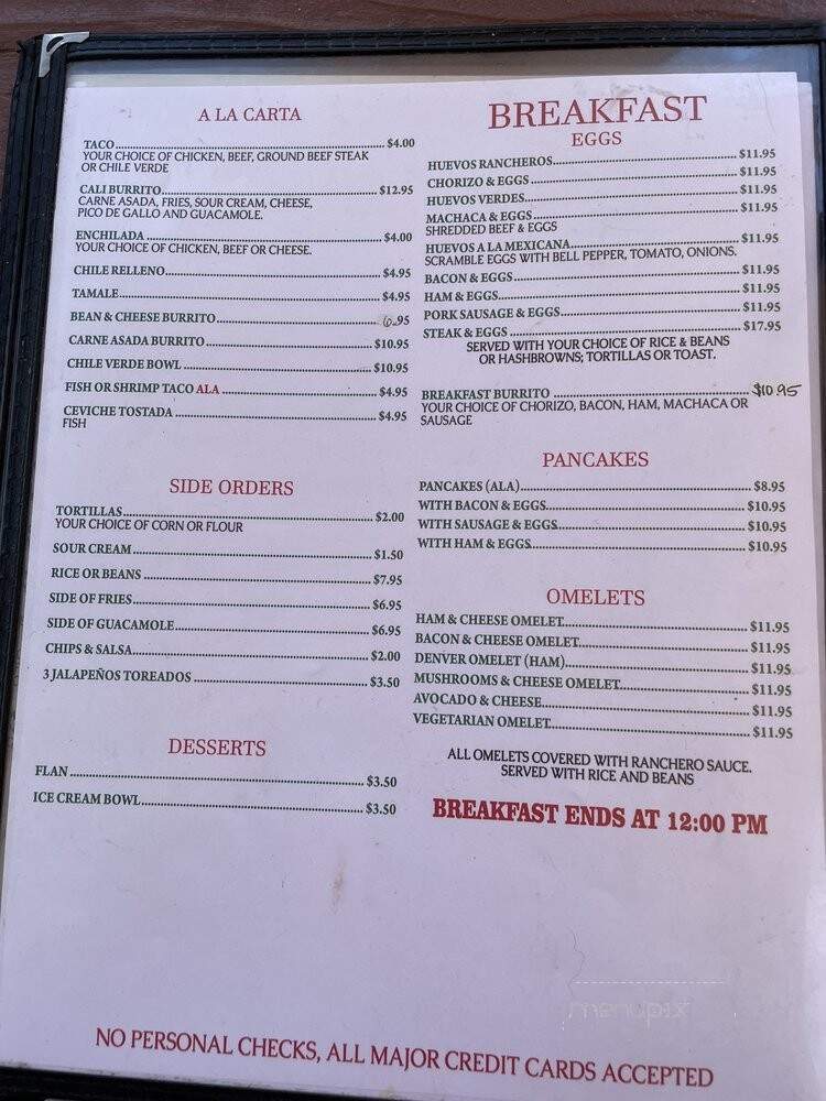 La Lena Mexican Restaurant - Frazier Park, CA menu_pic