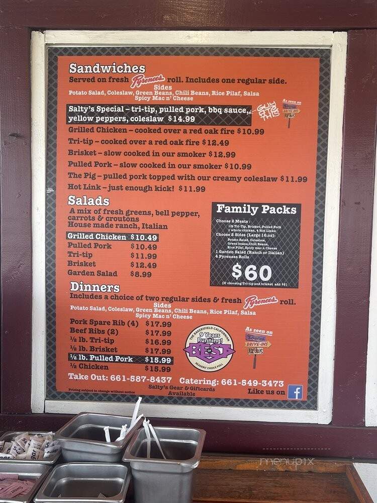 Salty's Bbq and Catering - Bakersfield, CA menu_pic