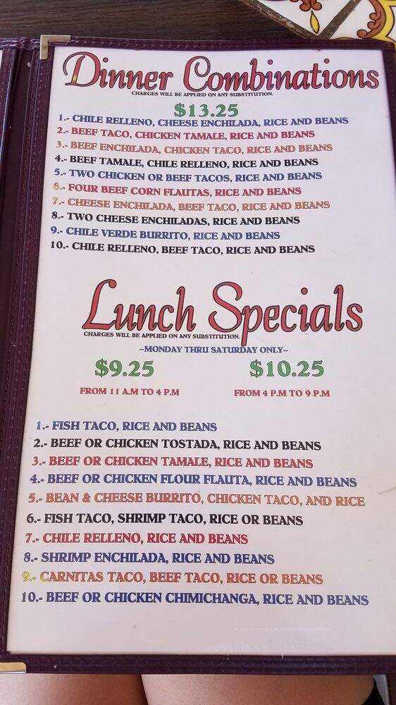 Marinas Cocina - Atascadero, CA menu_pic