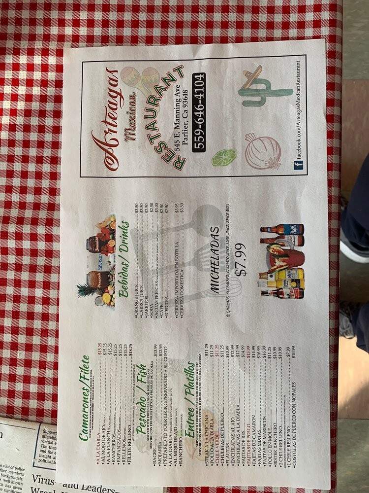 Be Restaurant Arteaga - Parlier, CA menu_pic
