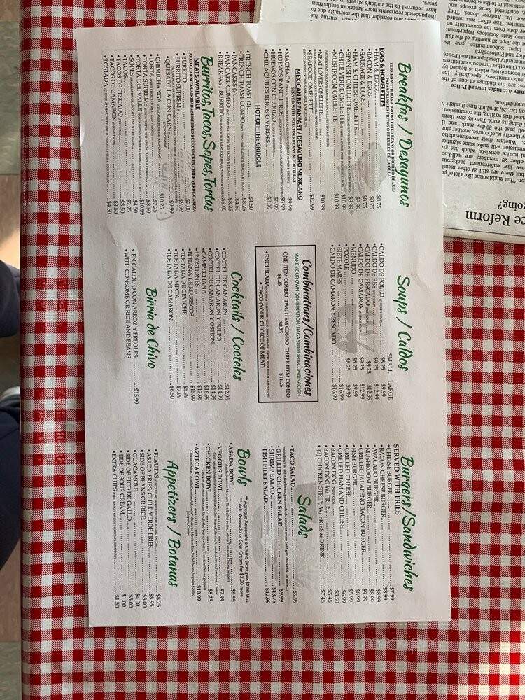 Be Restaurant Arteaga - Parlier, CA menu_pic