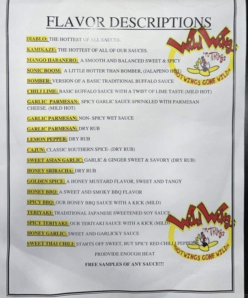 Wild Wings N Things - Delano, CA menu_pic