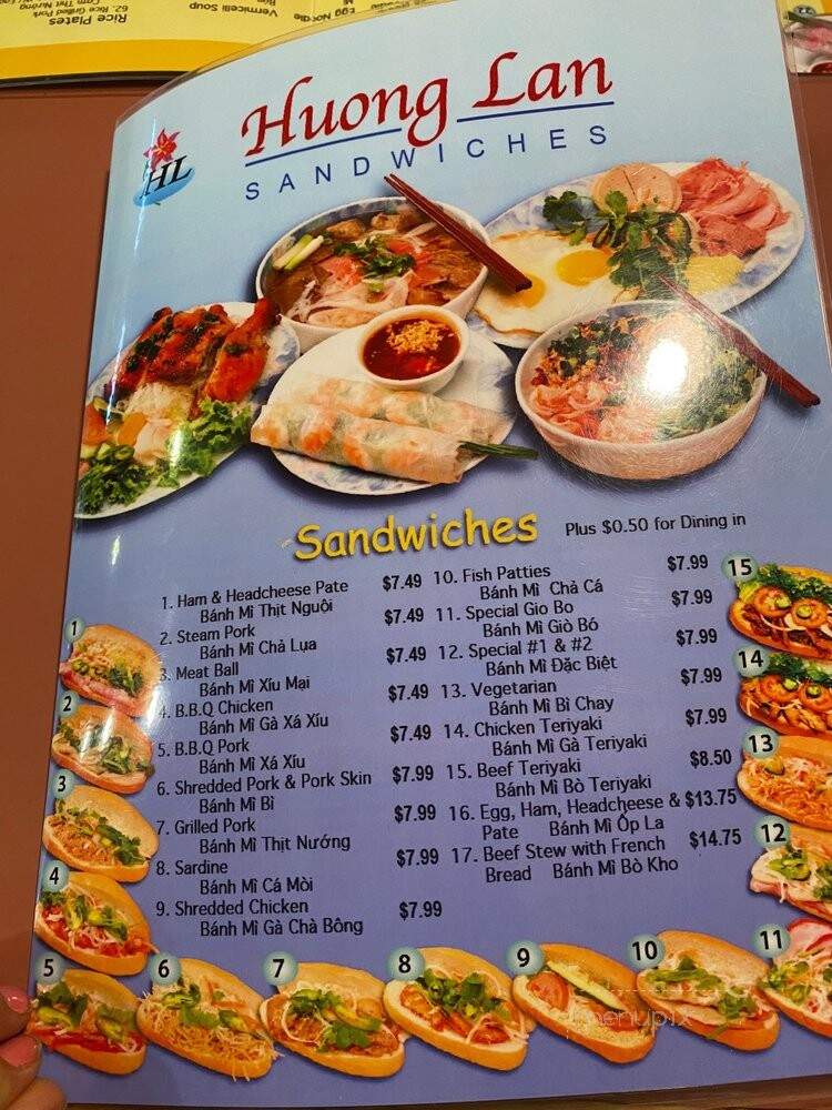 Huong Lan Pho & Sandwiches - Fresno, CA menu_pic