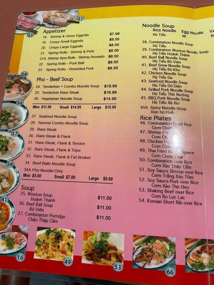 Huong Lan Pho & Sandwiches - Fresno, CA menu_pic