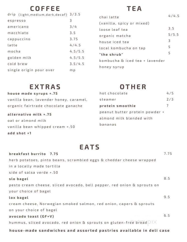 Coastal Peaks Coffee - San Luis Obispo, CA menu_pic