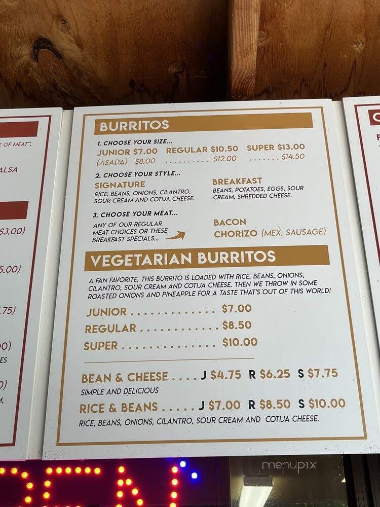 Boni's Tacos - Cambria, CA menu_pic