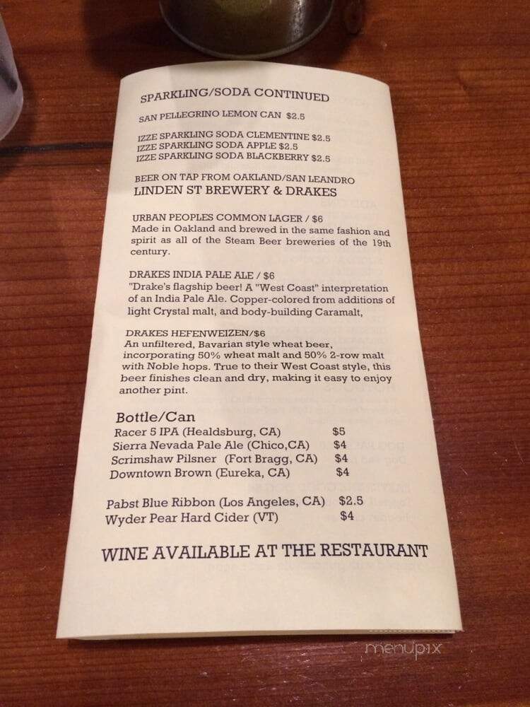 Park Burger - Oakland, CA menu_pic