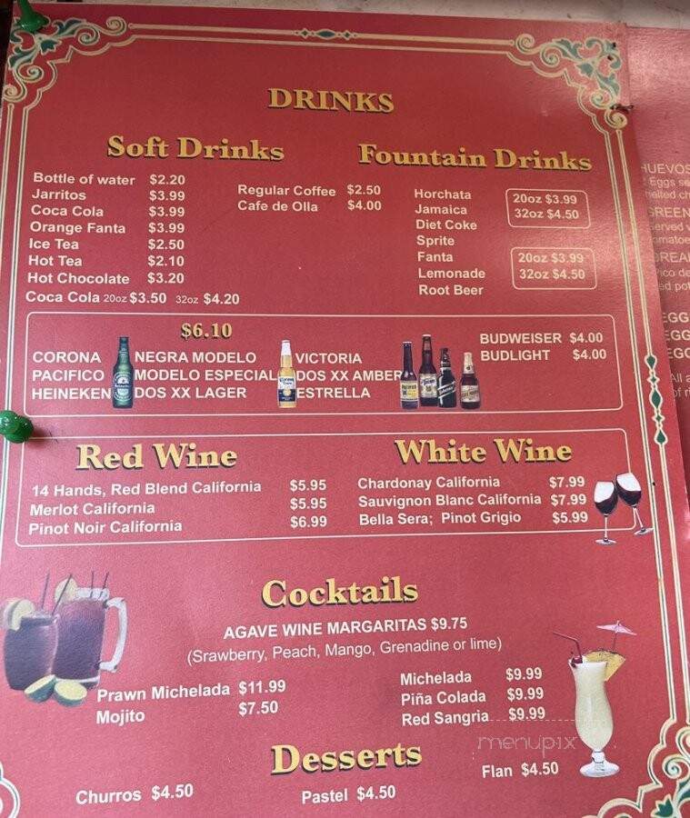 La Hacienda Restaurant - Oakland, CA menu_pic