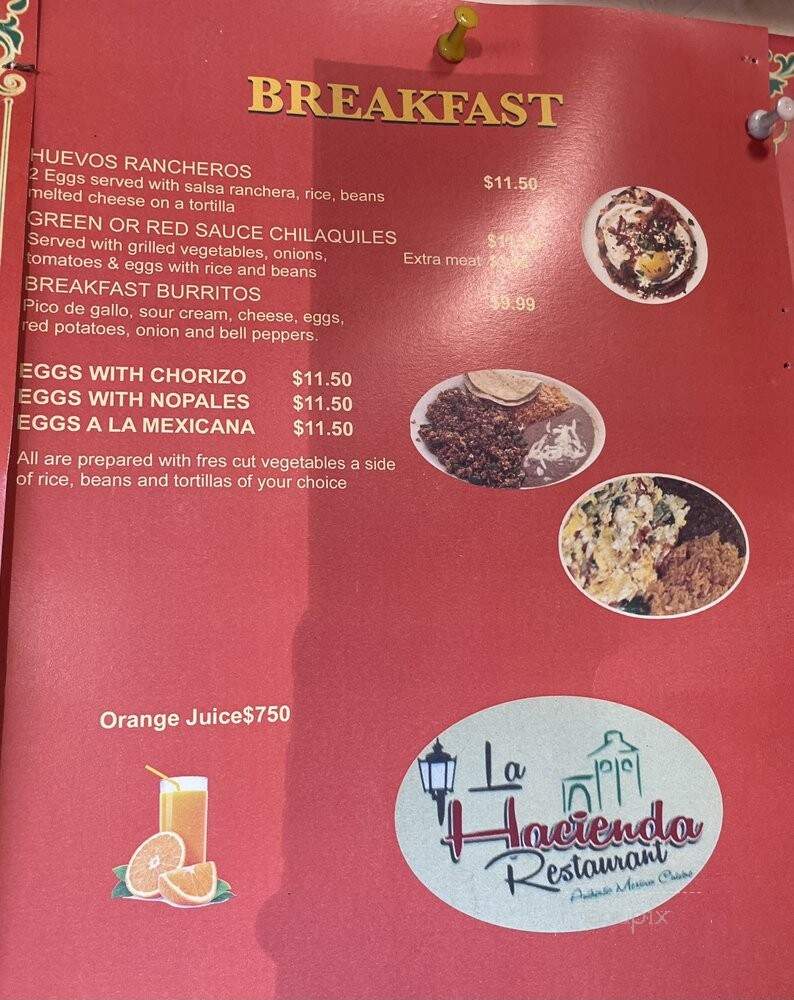 La Hacienda Restaurant - Oakland, CA menu_pic