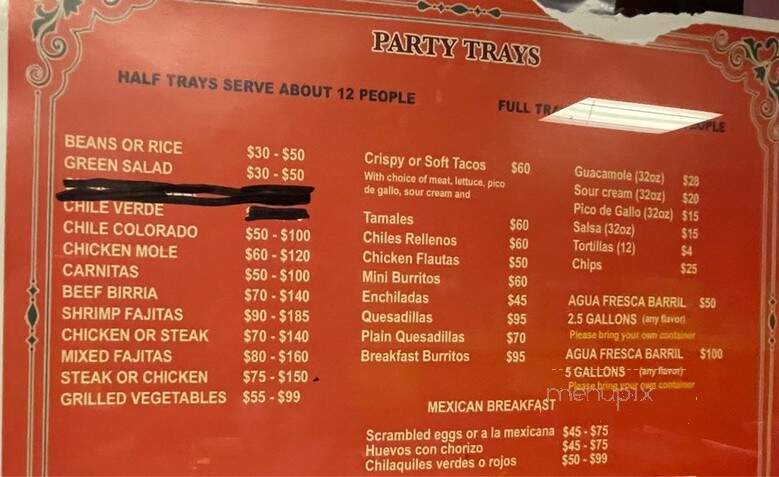 La Hacienda Restaurant - Oakland, CA menu_pic