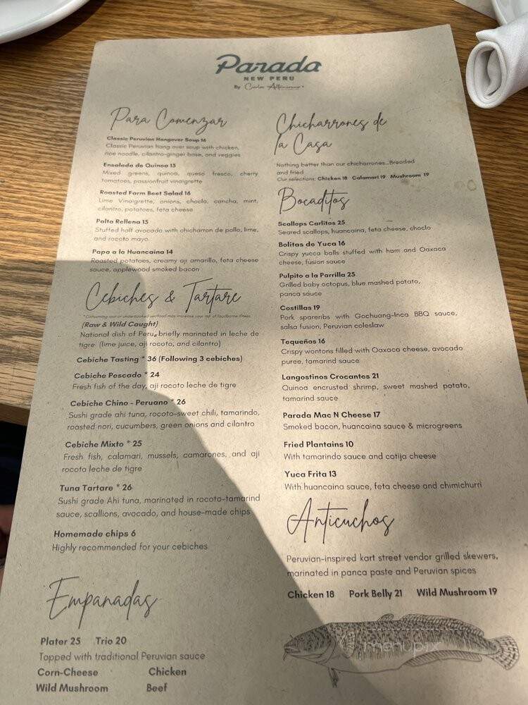 Parada: New Peru - Walnut Creek, CA menu_pic