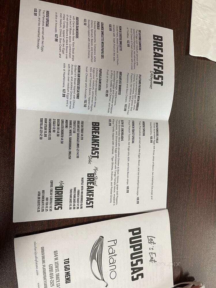 Cafe Platano - Tracy, CA menu_pic