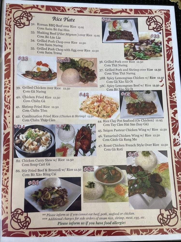 Pho Saigon Pasteur Vietnamese Noodle House - Fremont, CA menu_pic