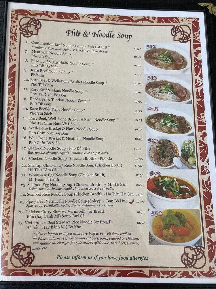 Pho Saigon Pasteur Vietnamese Noodle House - Fremont, CA menu_pic