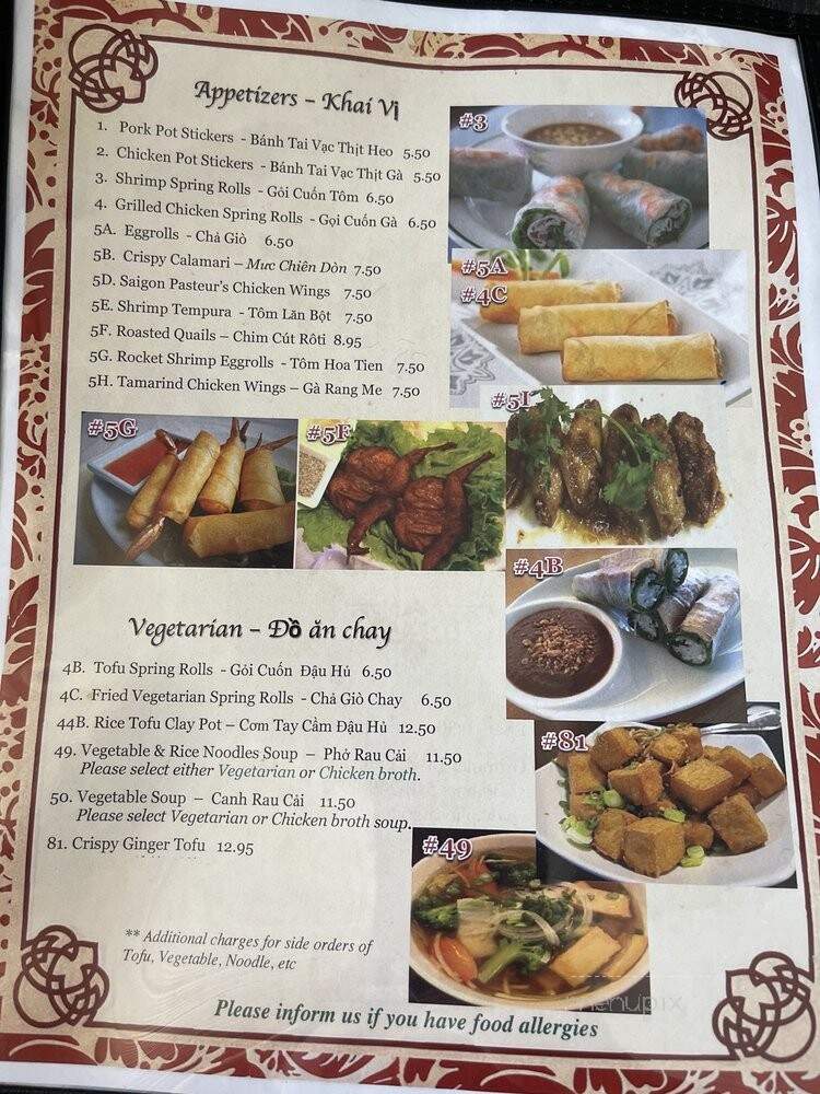 Pho Saigon Pasteur Vietnamese Noodle House - Fremont, CA menu_pic