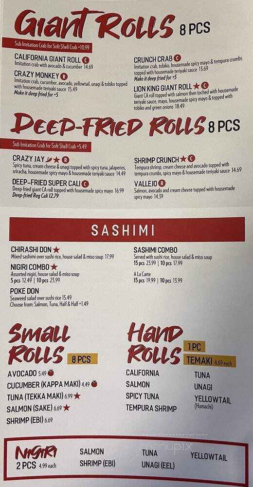 Sushi Grill - Vallejo, CA menu_pic