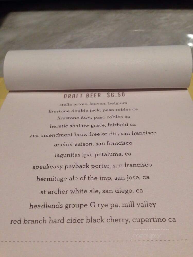 Verge - Los Gatos, CA menu_pic
