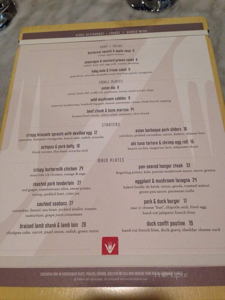 Verge - Los Gatos, CA menu_pic