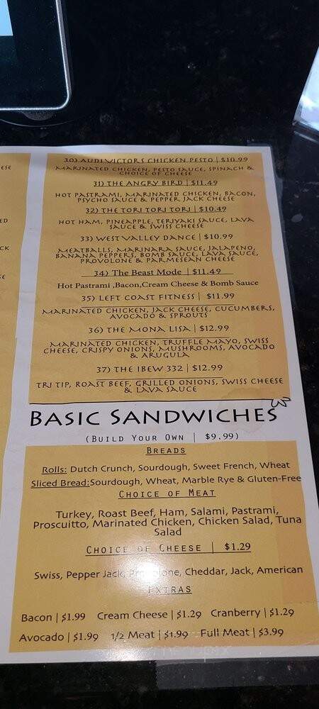The Sandwich Spot - San Jose, CA menu_pic