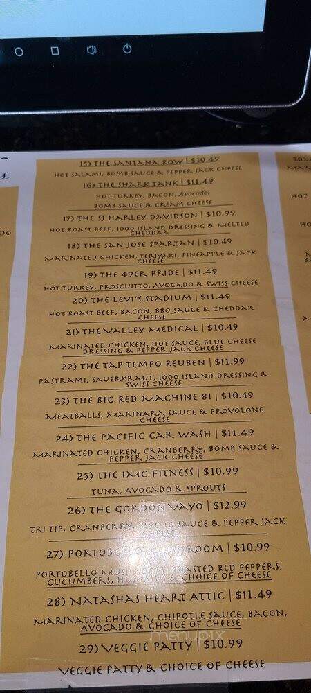 The Sandwich Spot - San Jose, CA menu_pic