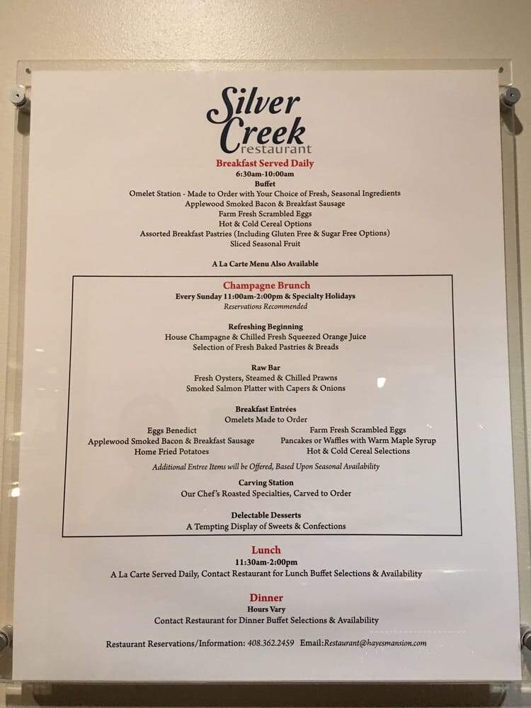 Silver Creek Dining Room - San Jose, CA menu_pic