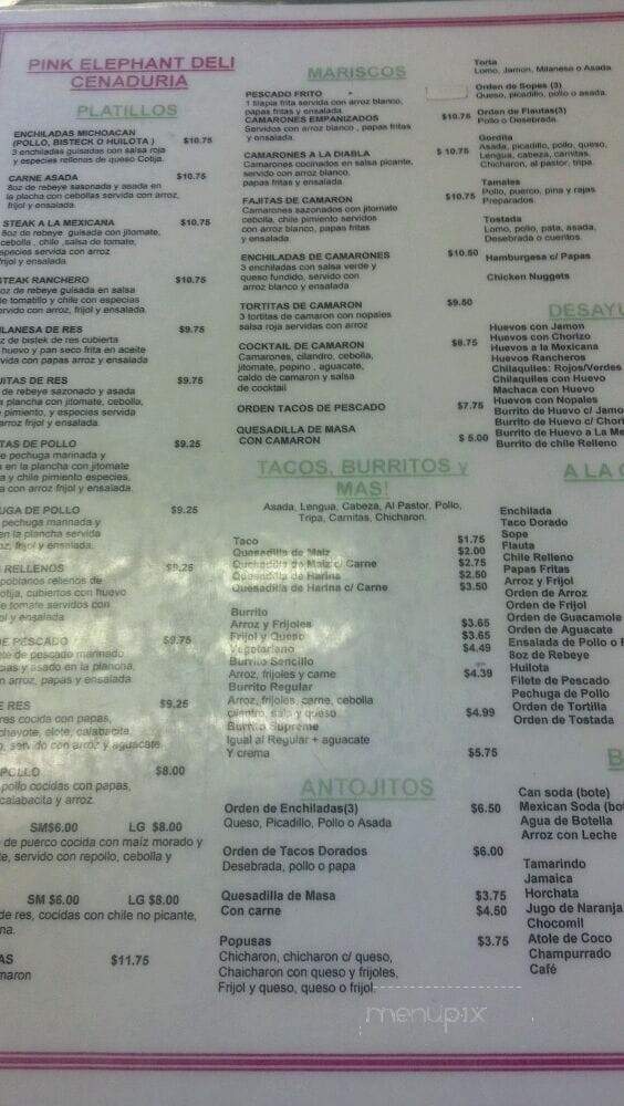 Pink Elephant Deli-Cenaduria - San Jose, CA menu_pic