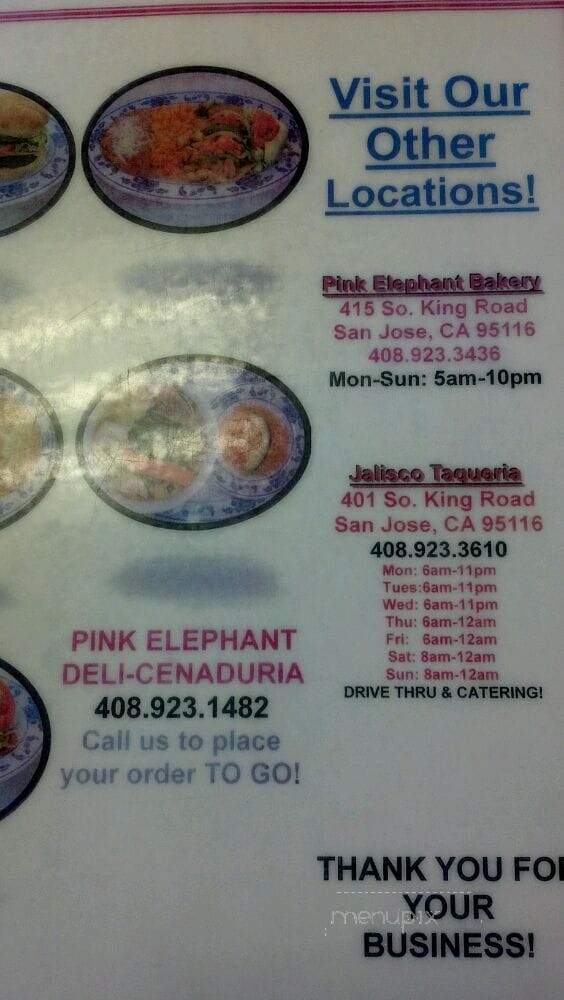 Pink Elephant Deli-Cenaduria - San Jose, CA menu_pic