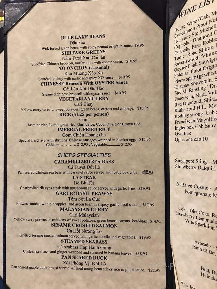 Ta Restaurant - Milpitas, CA menu_pic
