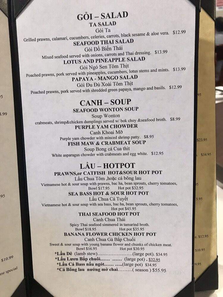 Ta Restaurant - Milpitas, CA menu_pic