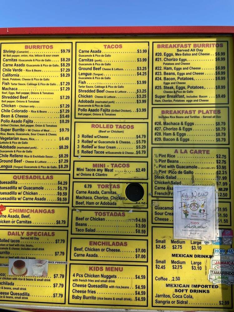 El Forastero Mexican Food - Stockton, CA menu_pic