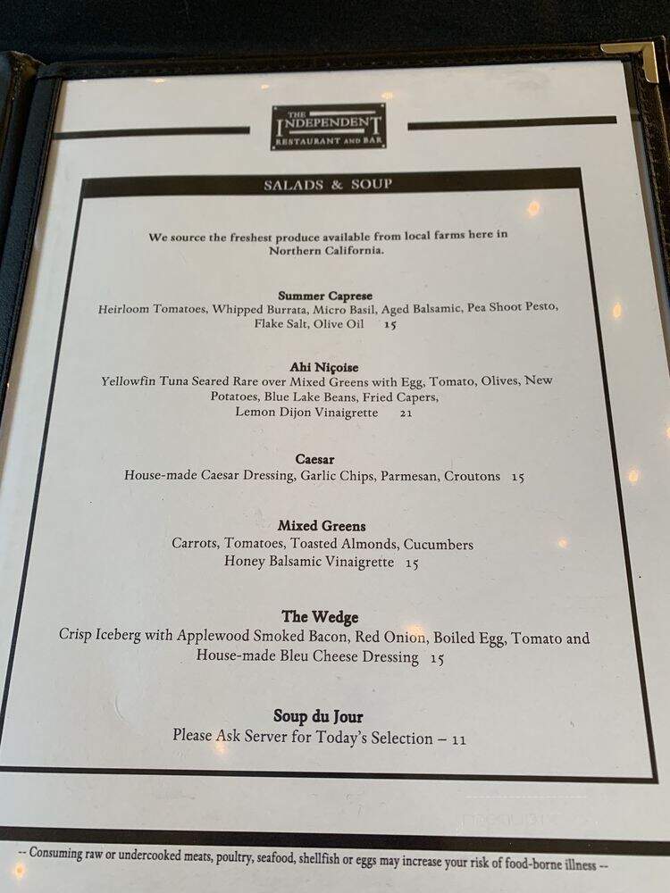 The Independent - Placerville, CA menu_pic