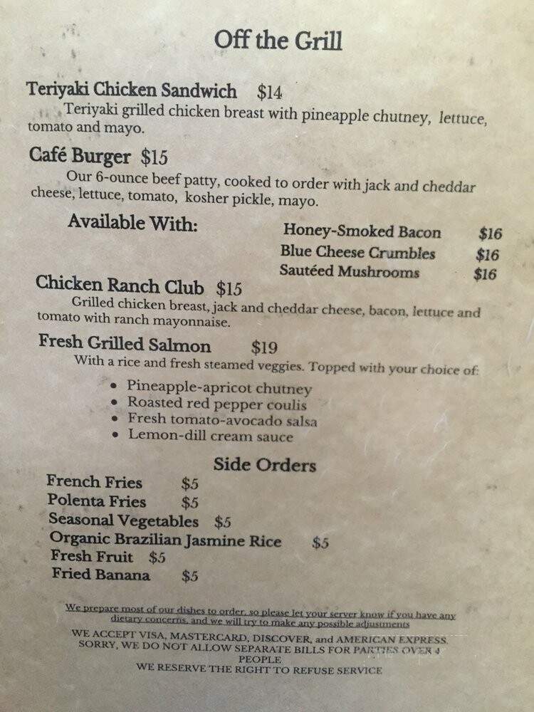 Doras Gourmet Cafe - Ukiah, CA menu_pic