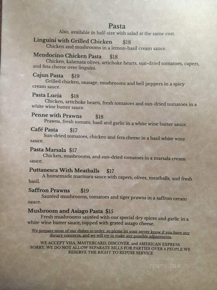 Doras Gourmet Cafe - Ukiah, CA menu_pic