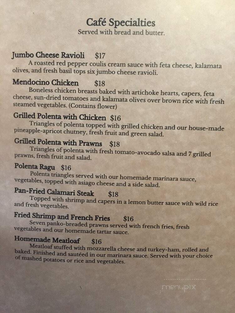 Doras Gourmet Cafe - Ukiah, CA menu_pic
